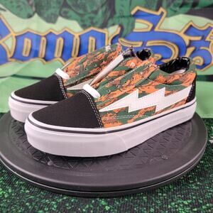REVENGE x STORM II Vol 1 Old Skool Skate Shoes Size 5 Orange Green Camouflage